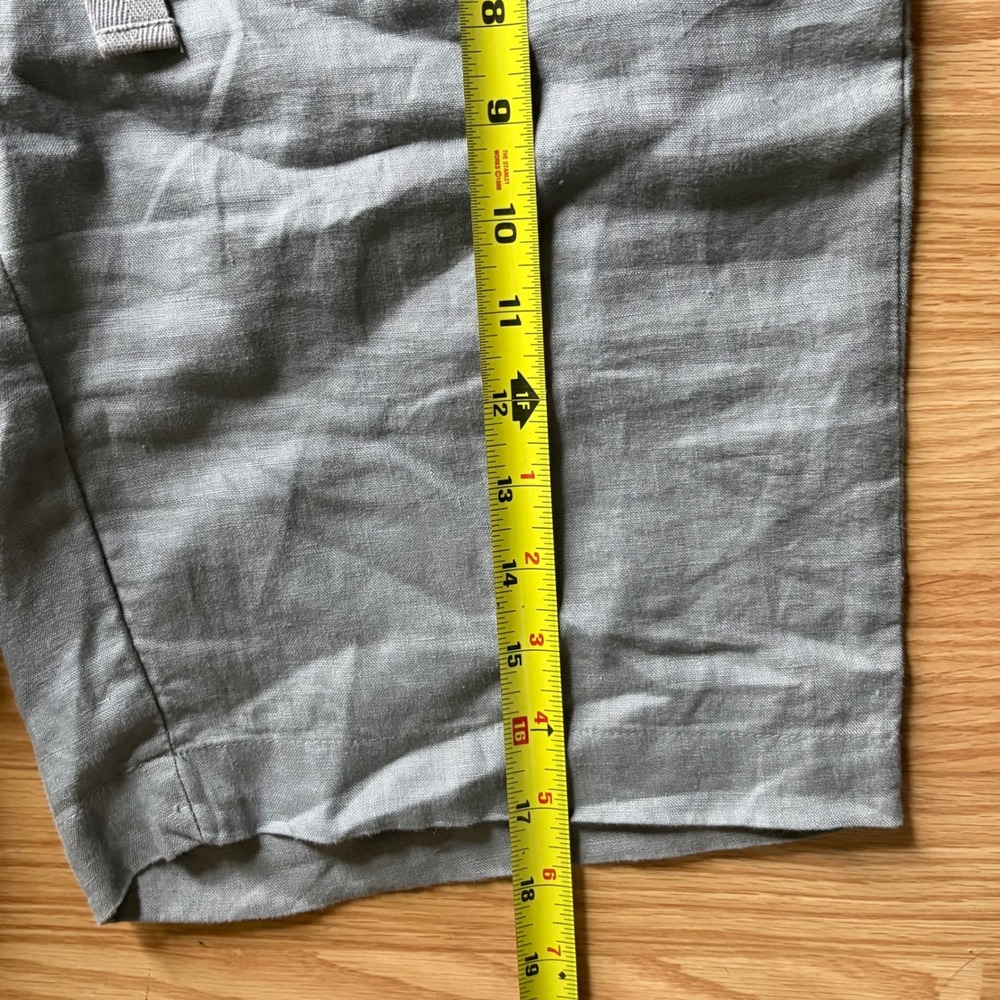 Womens 100% Linen Bermuda Shorts Drawstring Gray Minimalist Size 6 - Picture 5 of 7